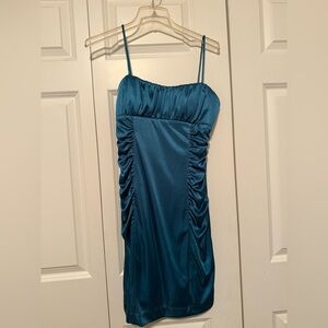 Iz Byer Blue Ruched Slip Dress Spaghetti Strap Cocktail